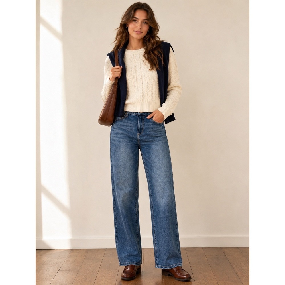 Sonoma Goods For Life Womens 4P High Rise‎ Straight Leg Blue Jeans Medium Wash